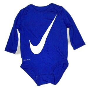 Nike Dri-Fit Size 3/6 Months Royal Blue Long Sleeves Body Suit Baby Boys